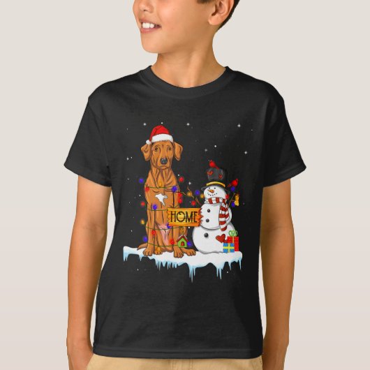 Funny Rhodesian Ridgeback Dog Christmas Snowman Xm T-shirt (Voorkant)