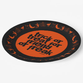Funny Rhyme Trick or treat Halloween Oranje Black Papieren Bordje
