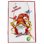 Funny Ribbon Gnome met Birds Kerstmis Medium Cadeauzakje (Voorkant)