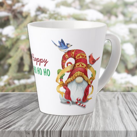 Funny Ribbon Gnome with Birds Latte Mok