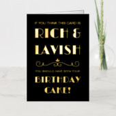 Funny Rich Lavish Birthday Cake Typografie Folie Wenskaart (Voorkant)