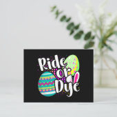 Funny Ride of Dye Eggs Happy Easter Bunny Ears Briefkaart (Staand voorkant)