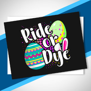Funny Ride of Dye Eggs Happy Easter Bunny Ears Briefkaart