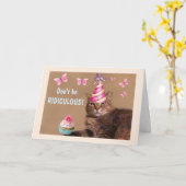 Funny Ridiculous Cat Birthday Kaart (Gele Bloem)