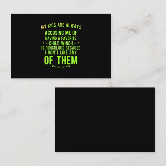 Funny Ridiculous kind Visitekaartje (Voorkant / Achterkant)