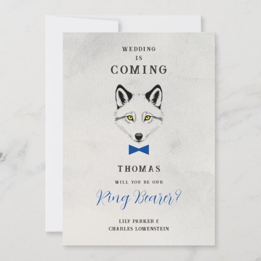 Funny Ring Bearer Blue Bow Tie Wedding Proposal (Voorkant)