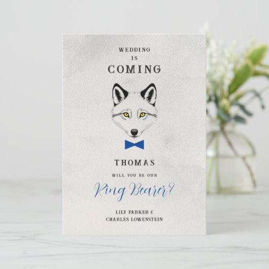 Funny Ring Bearer Blue Bow Tie Wedding Proposal (Staand voorkant)
