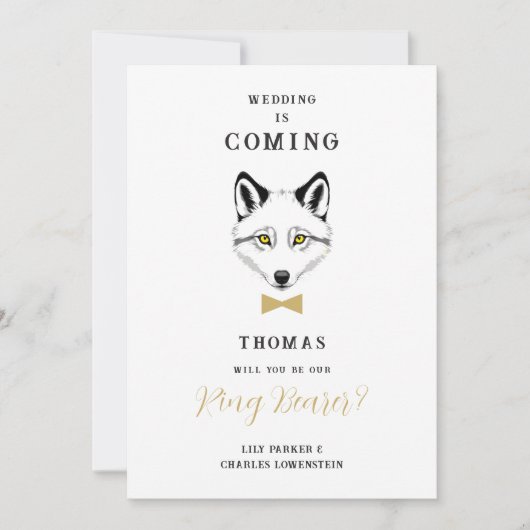 Funny Ring Bearer Gold Bow Tie Wedding Proposal (Voorkant)