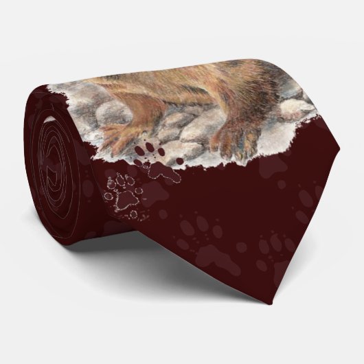 Funny River Otter & Footprint, Tracks Stropdas (Opgerold)