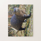 Funny River Otter uit Water Stanley Park Lagoon Legpuzzel (Verticaal)