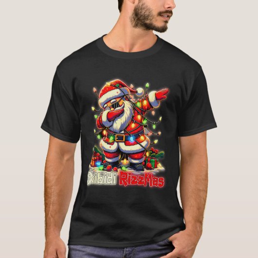 Funny Rizz Santa Claus Dabbing Christmas Skibidi R T-shirt (Voorkant)