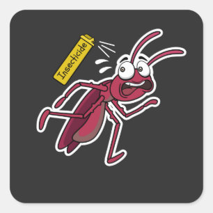 Funny Roach Insecticide Vierkante Sticker