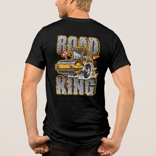 Funny Road King Construction Compactor Operator Tri-Blend Shirt (Achterkant)