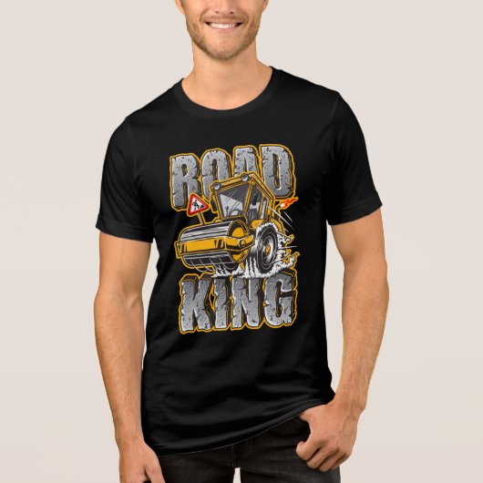 Funny Road King Construction Compactor Operator Tri-Blend Shirt (Voorkant)