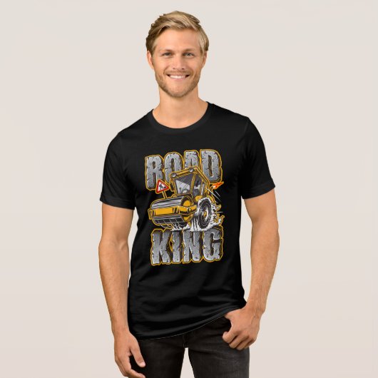 Funny Road King Construction Compactor Operator Tri-Blend Shirt (Voorkant volledig)