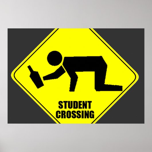 Funny Road Sign - Drink studentenkruising Poster (Voorkant)