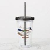 Funny roadrunner bird cartoon illustration acryl drinkbeker (Voorkant)