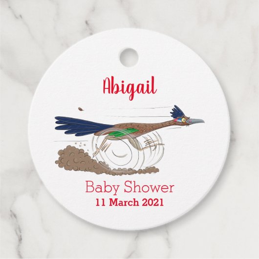Funny roadrunner bird cartoon illustration bedankjes labels (Voorkant)