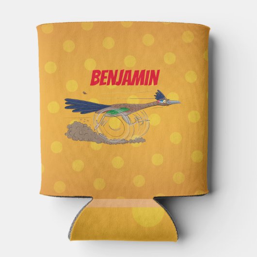 Funny roadrunner bird cartoon illustration blikjeskoeler (Achterkant)