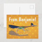 Funny roadrunner bird cartoon illustration briefkaart (Voorkant / Achterkant)