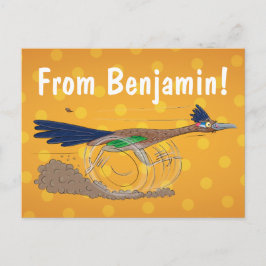 Funny roadrunner bird cartoon illustration briefkaart