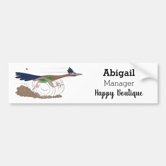 Funny roadrunner bird cartoon illustration bumpersticker (Voorkant)