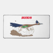 Funny roadrunner bird cartoon illustration bureaumat (Voorkant)