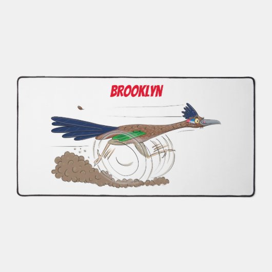 Funny roadrunner bird cartoon illustration bureaumat (Voorkant)