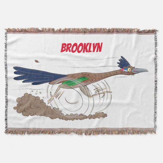 Funny roadrunner bird cartoon illustration deken (Voorkant)