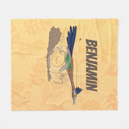 Funny roadrunner bird cartoon illustration fleece deken (Voorkant (Horizontaal))