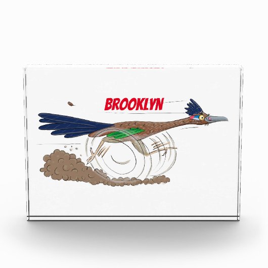 Funny roadrunner bird cartoon illustration fotoblokken (Voorkant)
