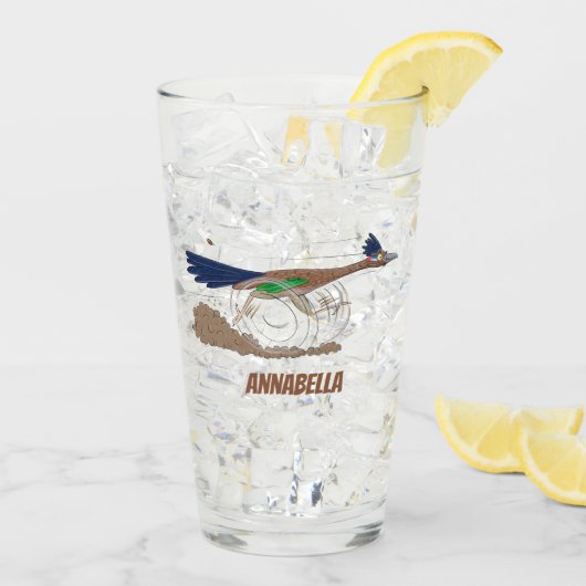 Funny roadrunner bird cartoon illustration glas (Achterkant ijs)
