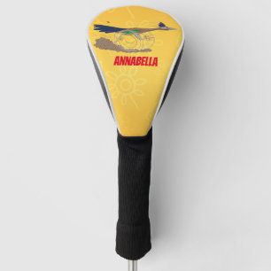 Funny roadrunner bird cartoon illustration golfheadcover