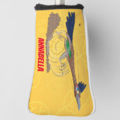 Funny roadrunner bird cartoon illustration golfheadcover (Draai 90)