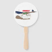 Funny roadrunner bird cartoon illustration handwaaier (Achterkant)