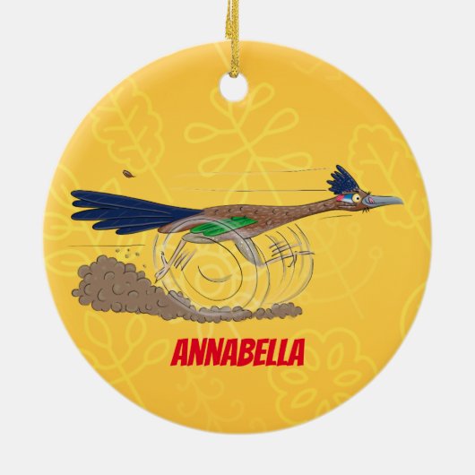 Funny roadrunner bird cartoon illustration keramisch ornament (Achterkant)