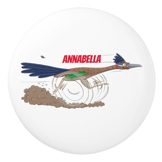 Funny roadrunner bird cartoon illustration keramische knop (Voorkant)