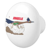 Funny roadrunner bird cartoon illustration keramische knop (Rechts)