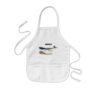 Funny roadrunner bird cartoon illustration kinder schort
