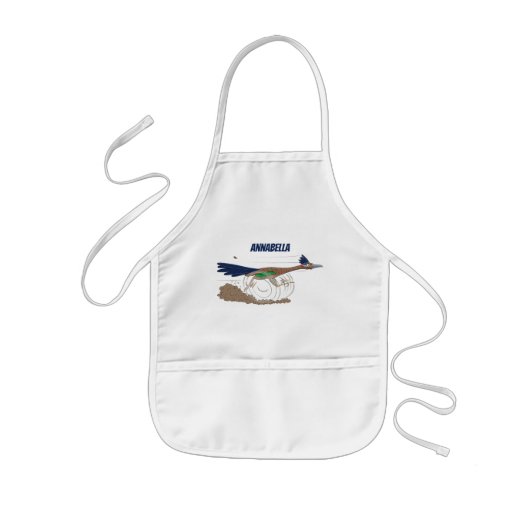 Funny roadrunner bird cartoon illustration kinder schort (Voorkant)