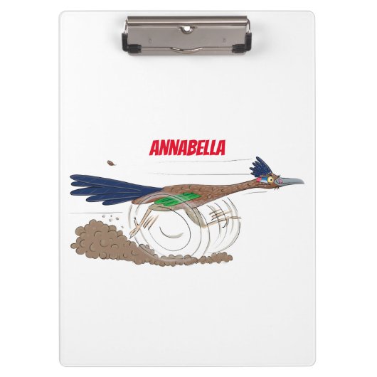 Funny roadrunner bird cartoon illustration klembord (Voorkant)
