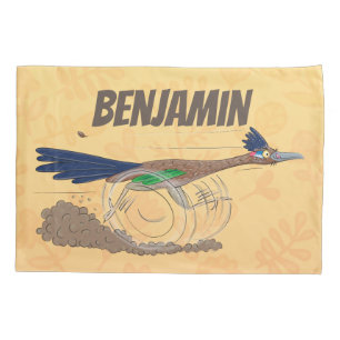 Funny roadrunner bird cartoon illustration kussensloop