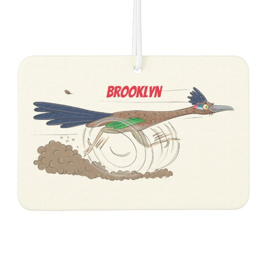 Funny roadrunner bird cartoon illustration luchtverfrisser (Voorkant)