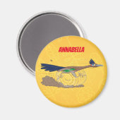 Funny roadrunner bird cartoon illustration magneet (Voorkant / Achterkant)