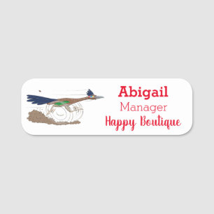 Funny roadrunner bird cartoon illustration naamplaatje