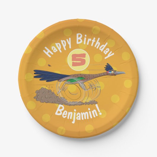 Funny roadrunner bird cartoon illustration papieren bordje (Voorkant)