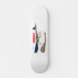 Funny roadrunner bird cartoon illustration persoonlijk skateboard