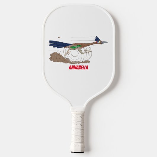 Funny roadrunner bird cartoon illustration pickleball paddle (Achterkant)