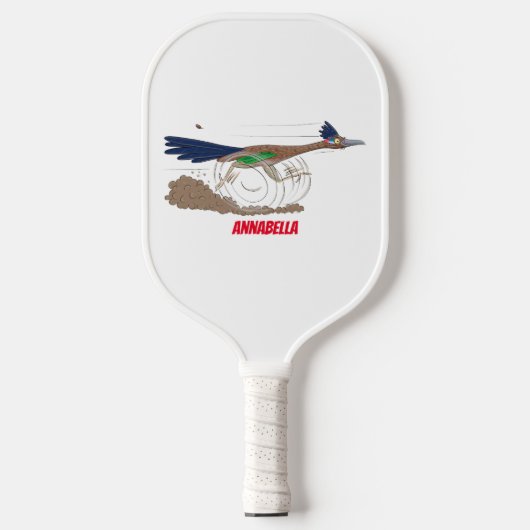 Funny roadrunner bird cartoon illustration pickleball paddle (Voorkant)