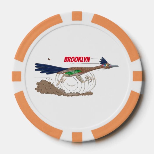 Funny roadrunner bird cartoon illustration poker chips (Voorkant)